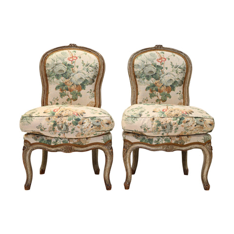 Pair of Louis XV-Style Slipper Chairs