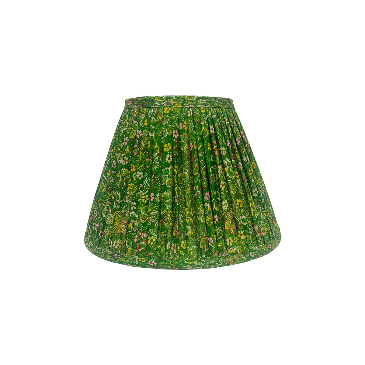 10" Silk Sari Lampshade - Kermit Green Floral