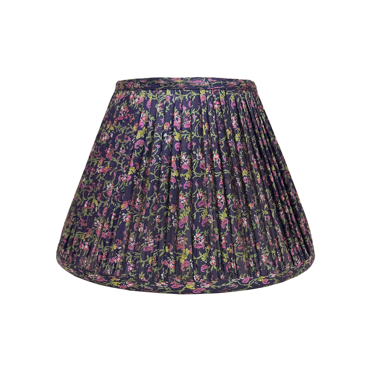 12" Silk Sari Lampshade - Aubergine Floral