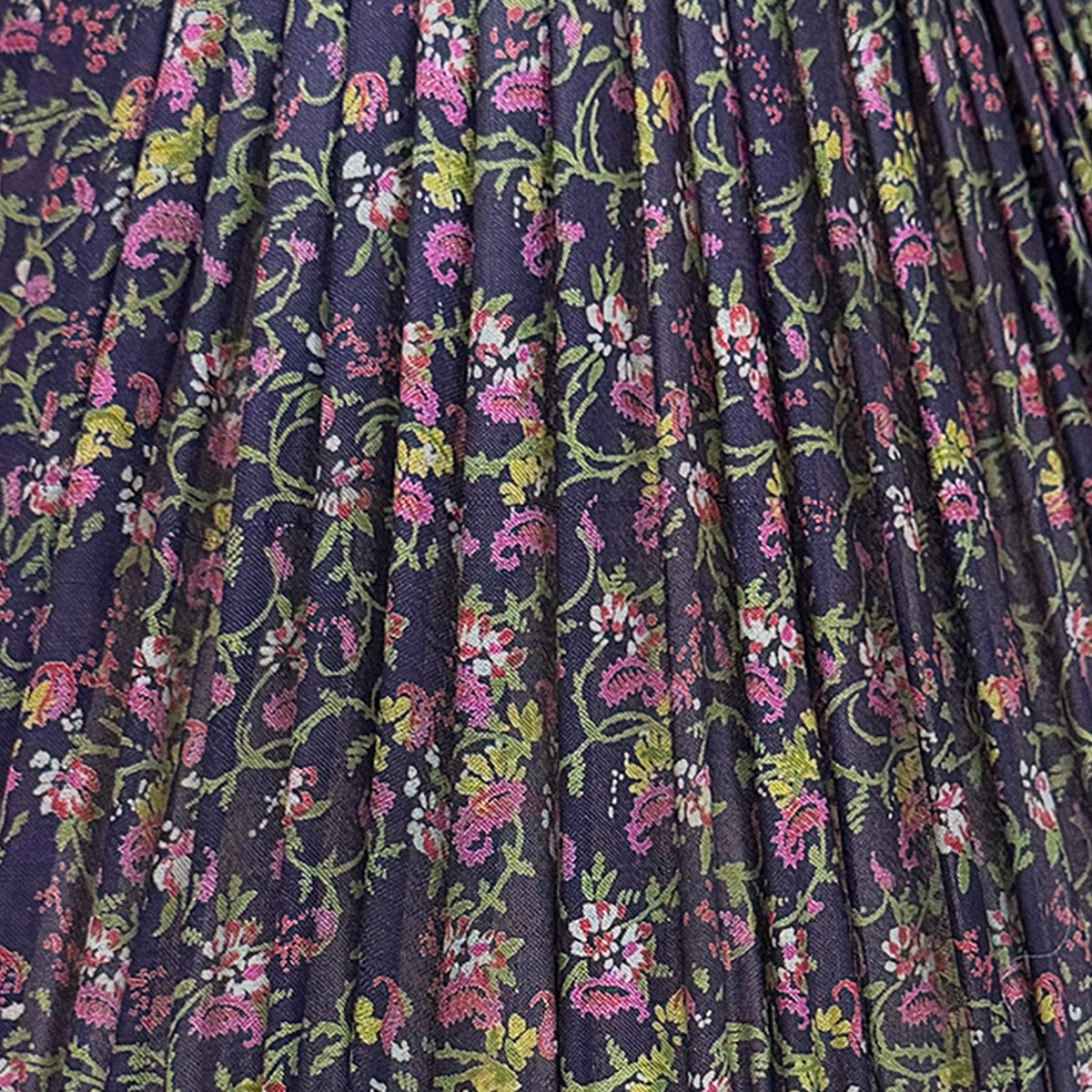 12" Silk Sari Lampshade - Aubergine Floral