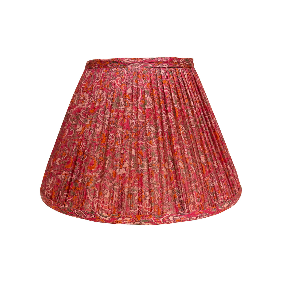 12" Silk Sari Lampshade - Dark Pink Paisley