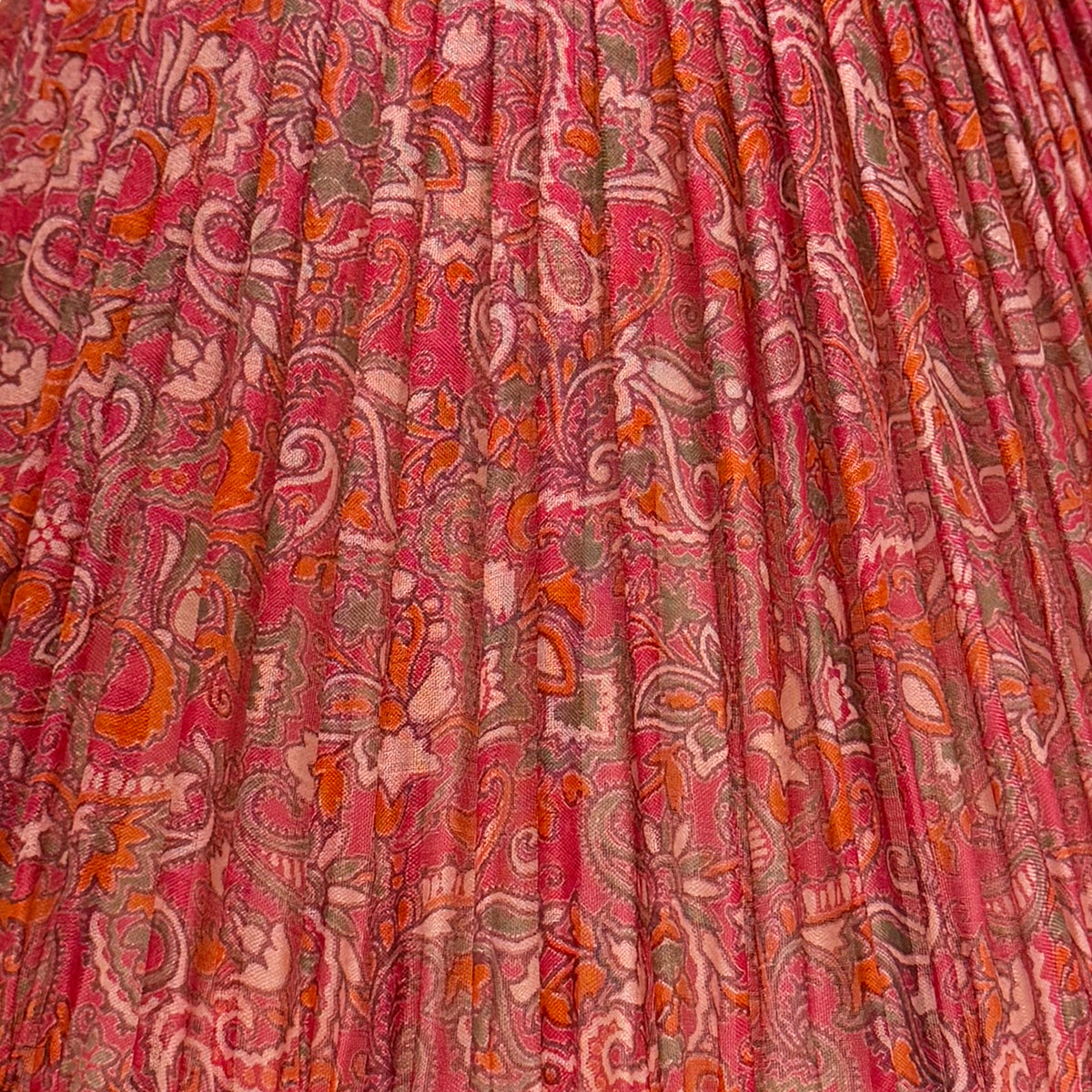 12" Silk Sari Lampshade - Dark Pink Paisley