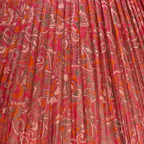 12" Silk Sari Lampshade - Dark Pink Paisley