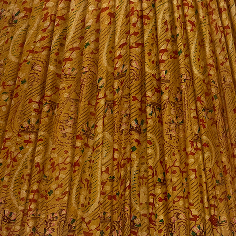 12" Silk Sari Lampshade - Gold and Red Paisley