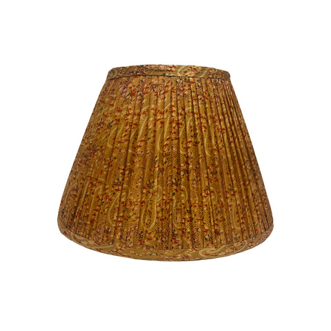 12" Silk Sari Lampshade - Gold and Red Paisley