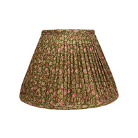 12" Silk Sari Lampshade - Olive Floral