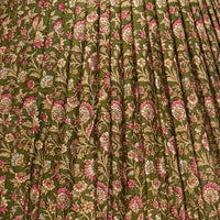 12" Silk Sari Lampshade - Olive Floral