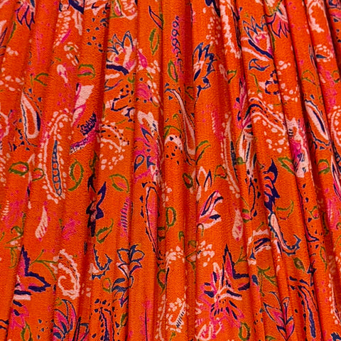 12" Silk Sari Lampshade - Orange Paisley Floral