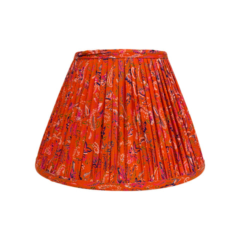 12" Silk Sari Lampshade - Orange Paisley Floral