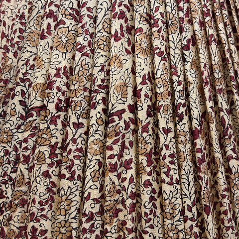 14" Silk Sari Lampshade - Champagne & Burgundy Floral