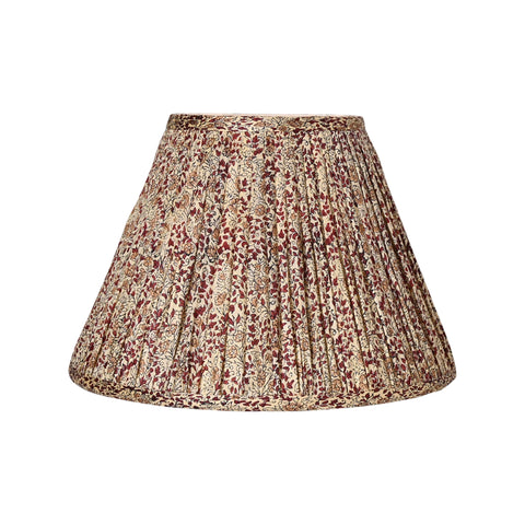 14" Silk Sari Lampshade - Champagne & Burgundy Floral