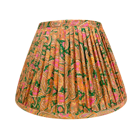 14" Silk Sari Lampshade - Multicolor Paisley