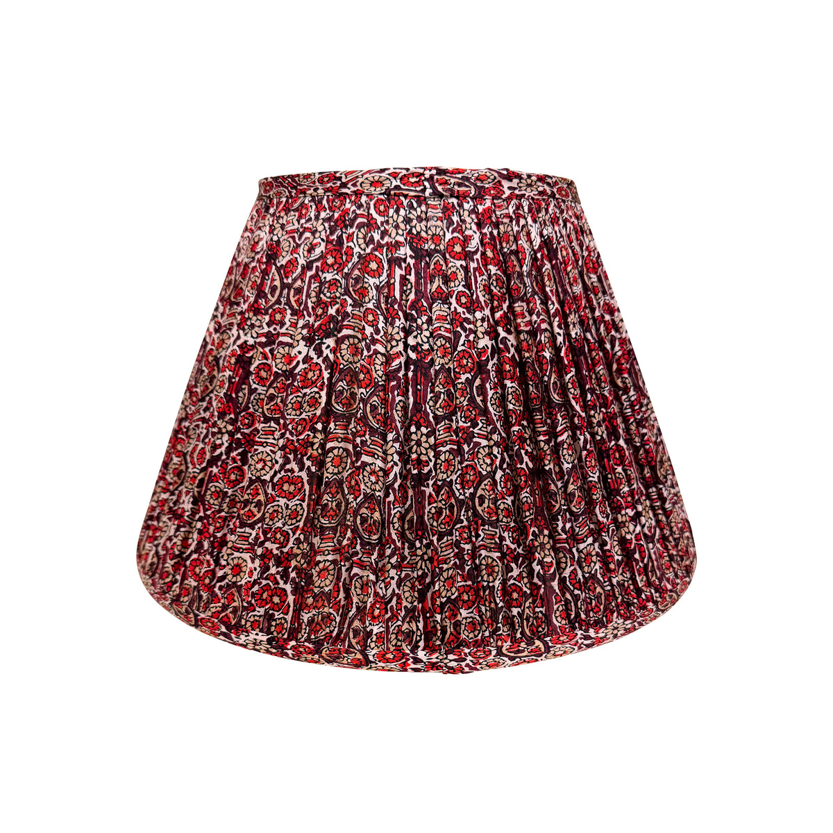 14" Silk Sari Lampshade - Red Floral
