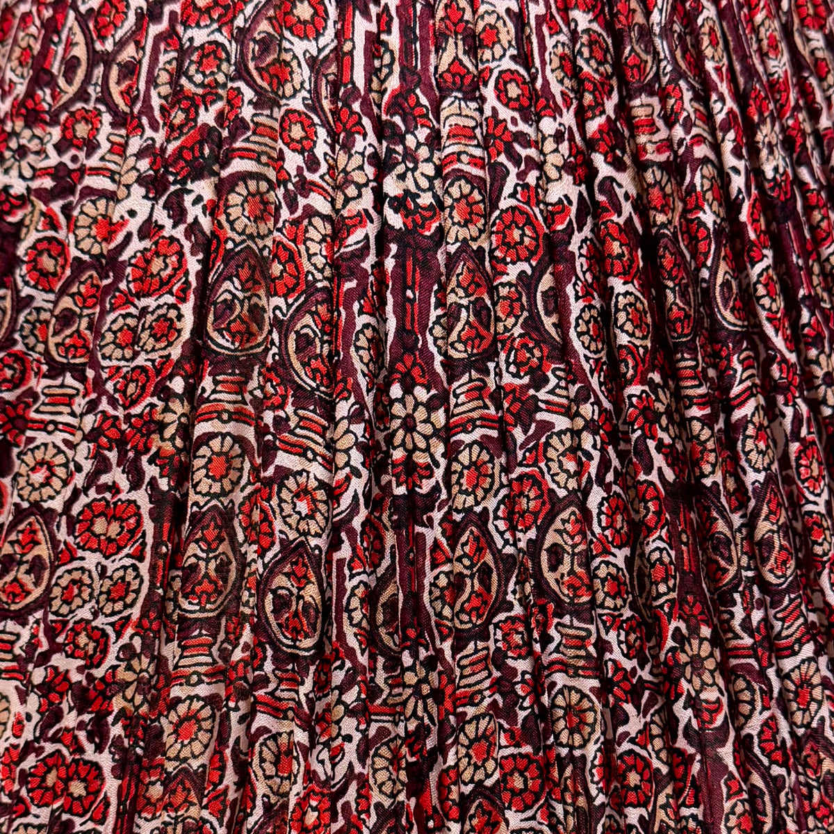 14" Silk Sari Lampshade - Red Floral
