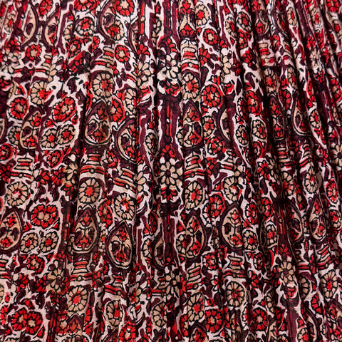 14" Silk Sari Lampshade - Red Floral