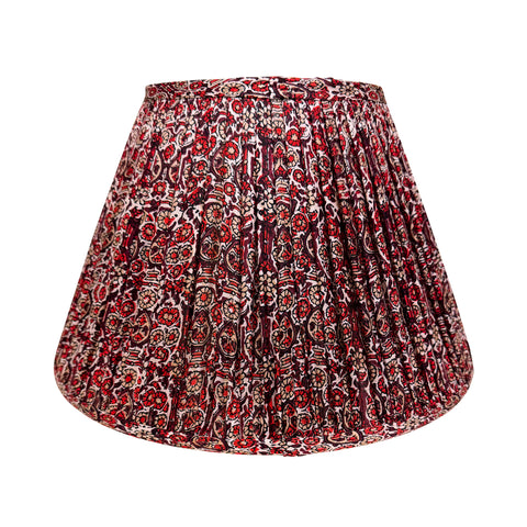 14" Silk Sari Lampshade - Red Floral