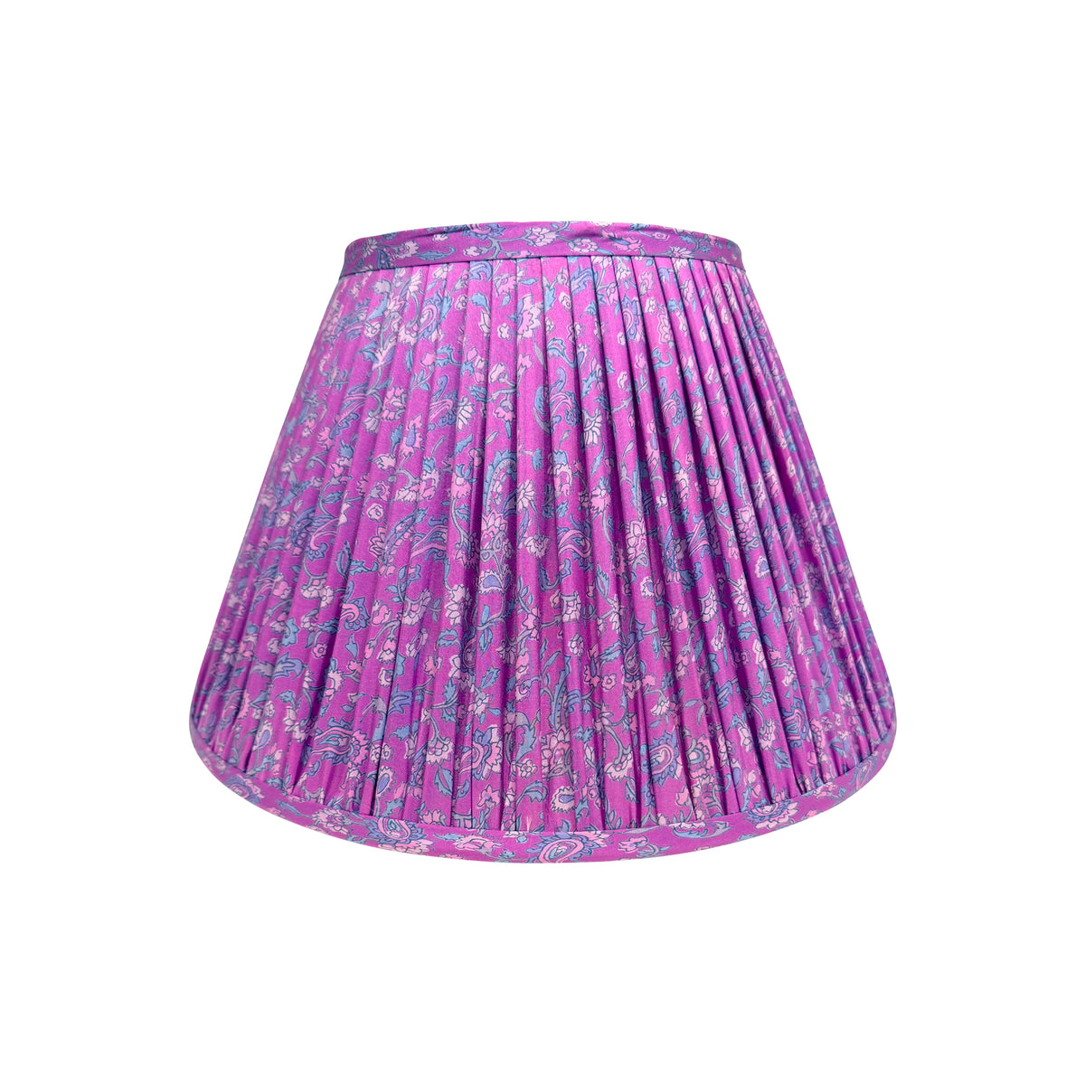 14" Silk Sari Lampshade - Violet Botanical