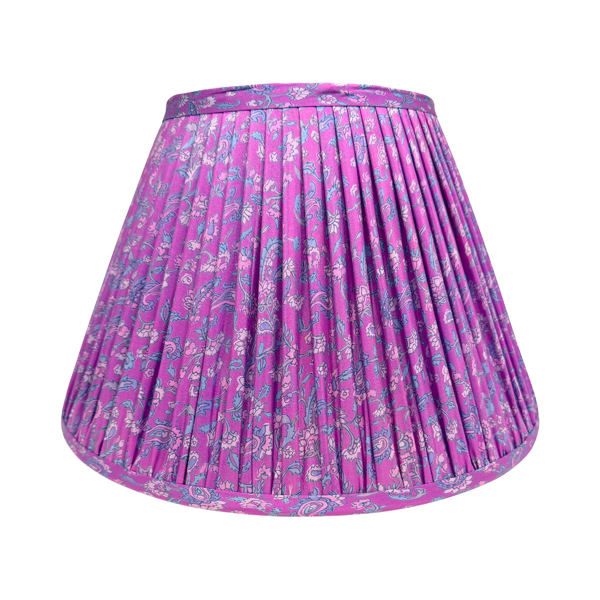 14" Silk Sari Lampshade - Violet Botanical