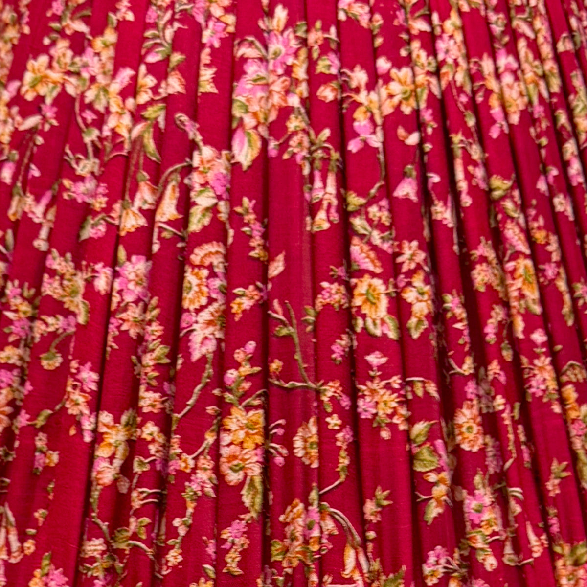 16" Silk Sari Lampshade - Cranberry Floral