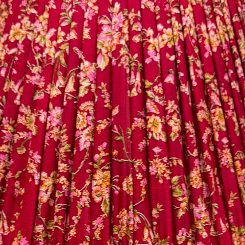 16" Silk Sari Lampshade - Cranberry Floral