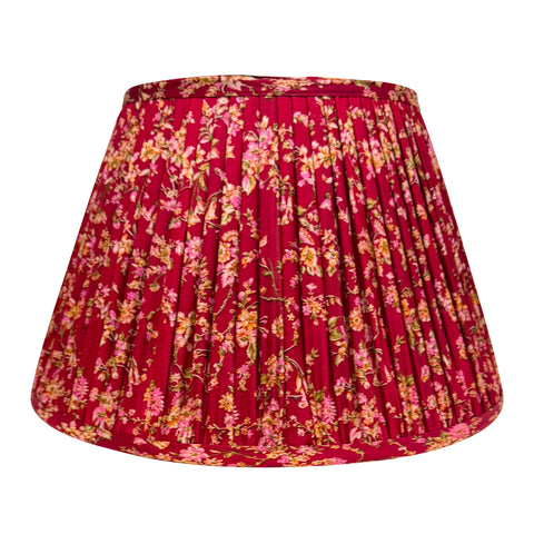 16" Silk Sari Lampshade - Cranberry Floral
