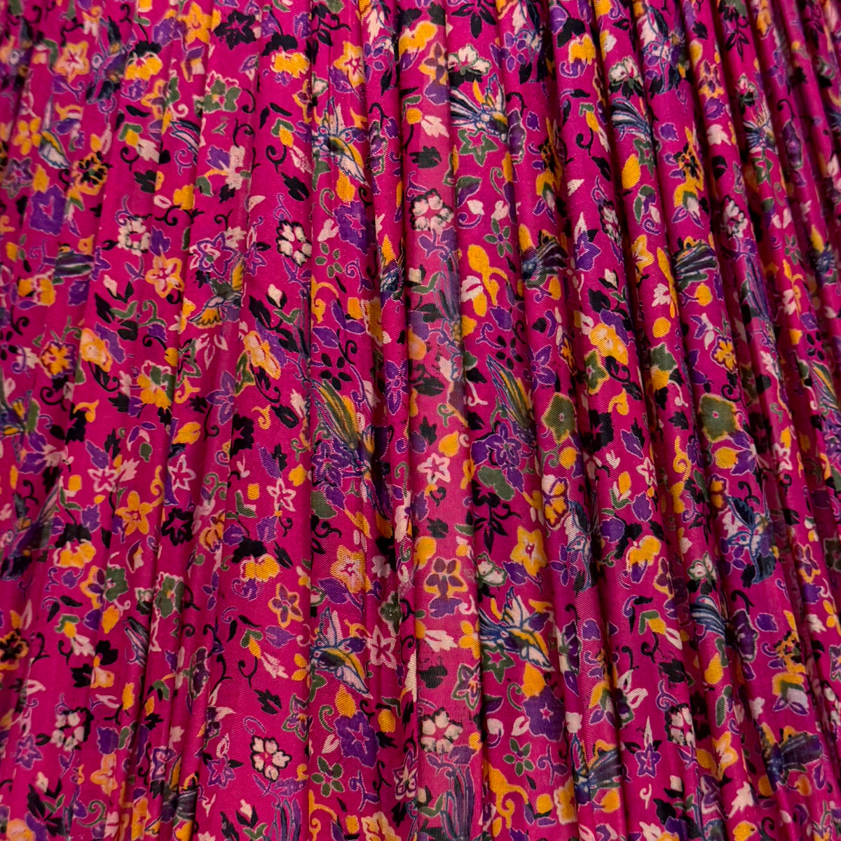 16" Silk Sari Lampshade - Fuchsia Floral