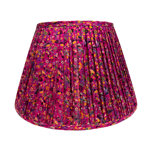 16" Silk Sari Lampshade - Fuchsia Floral