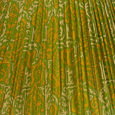16" Silk Sari Lampshade - Lettuce Green and Gold Abstract