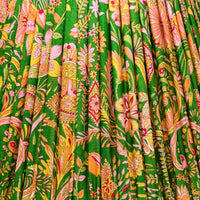 16" Silk Sari Lampshade - Lettuce Green and Pink Floral