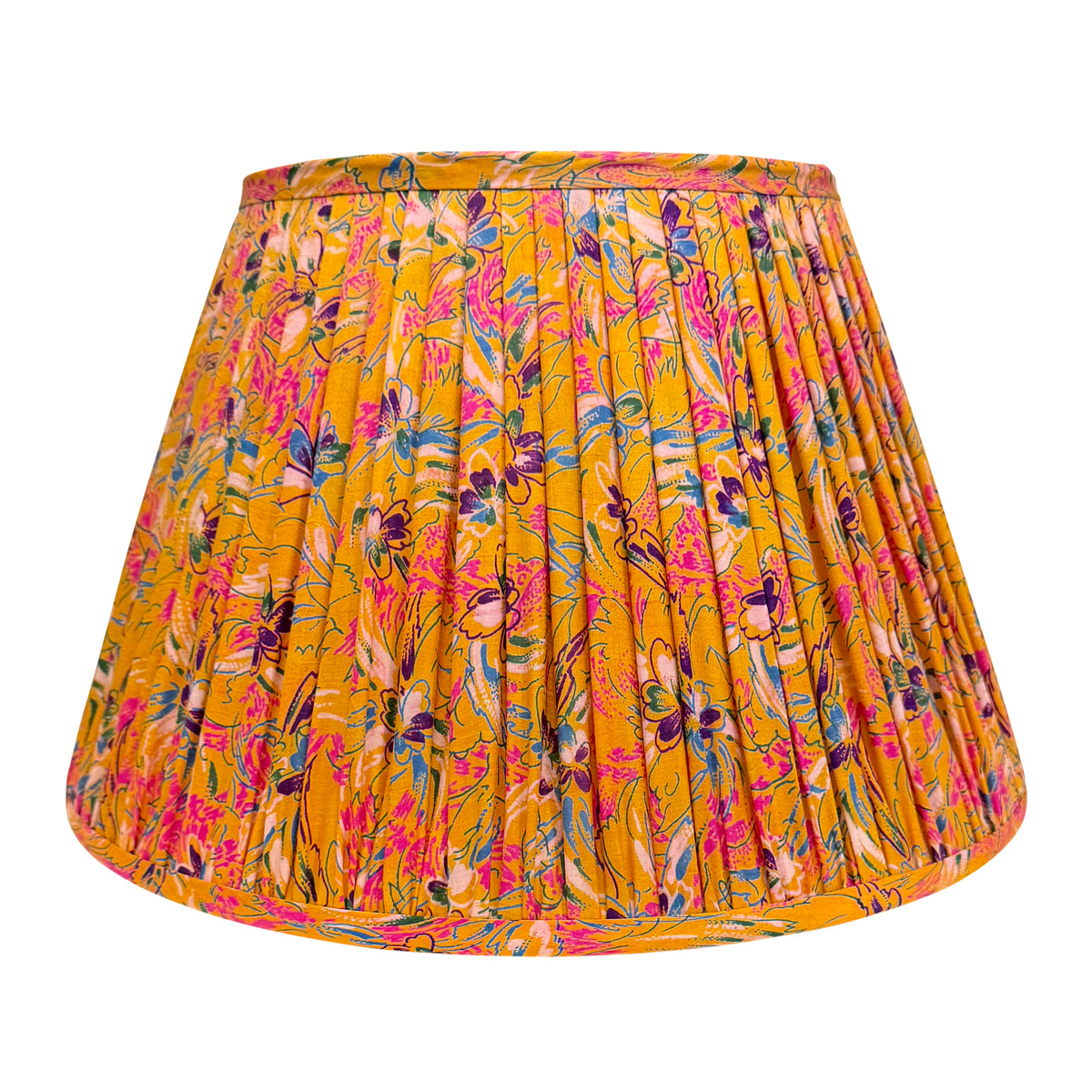 16" Silk Sari Lampshade - Marigold Floral