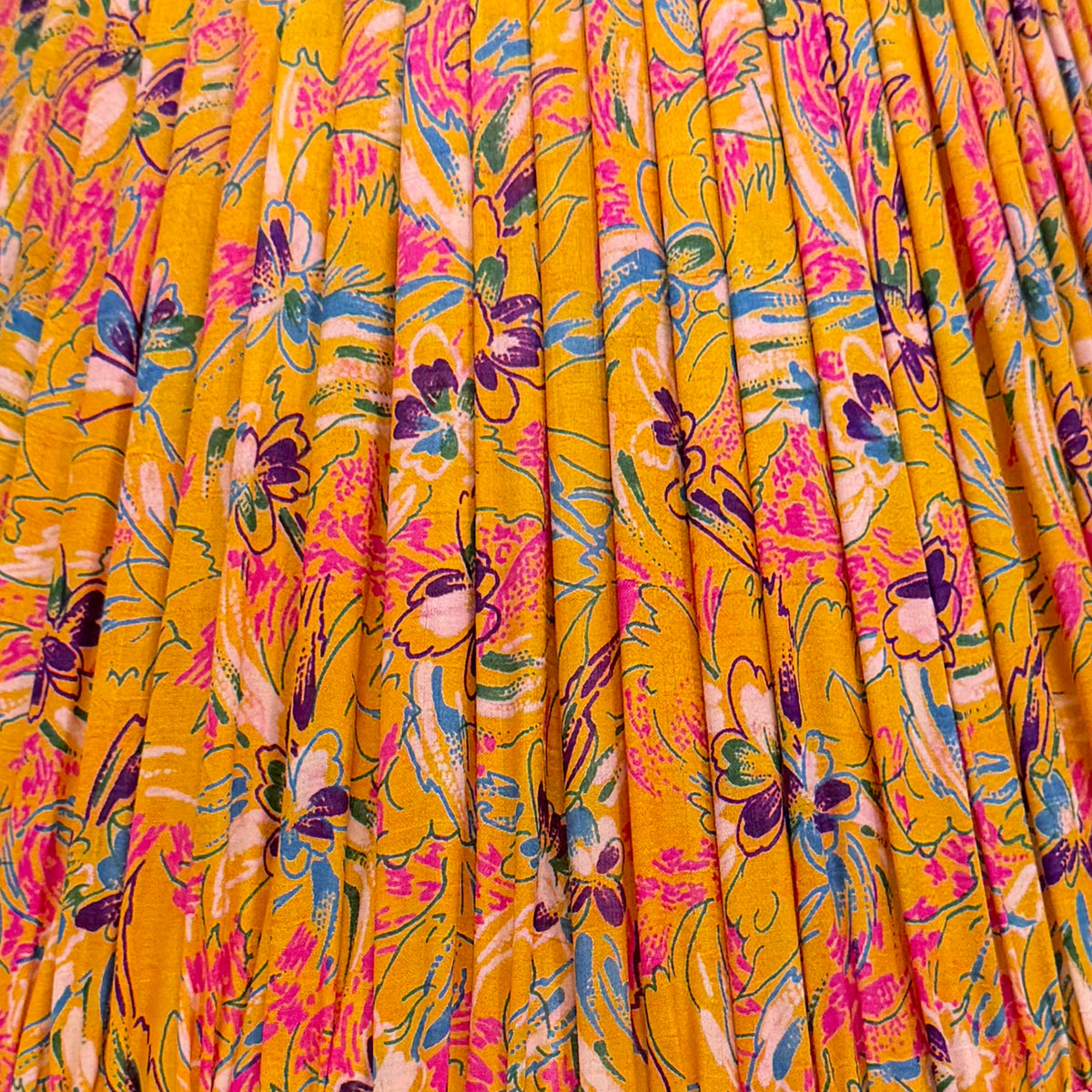 16" Silk Sari Lampshade - Marigold Floral