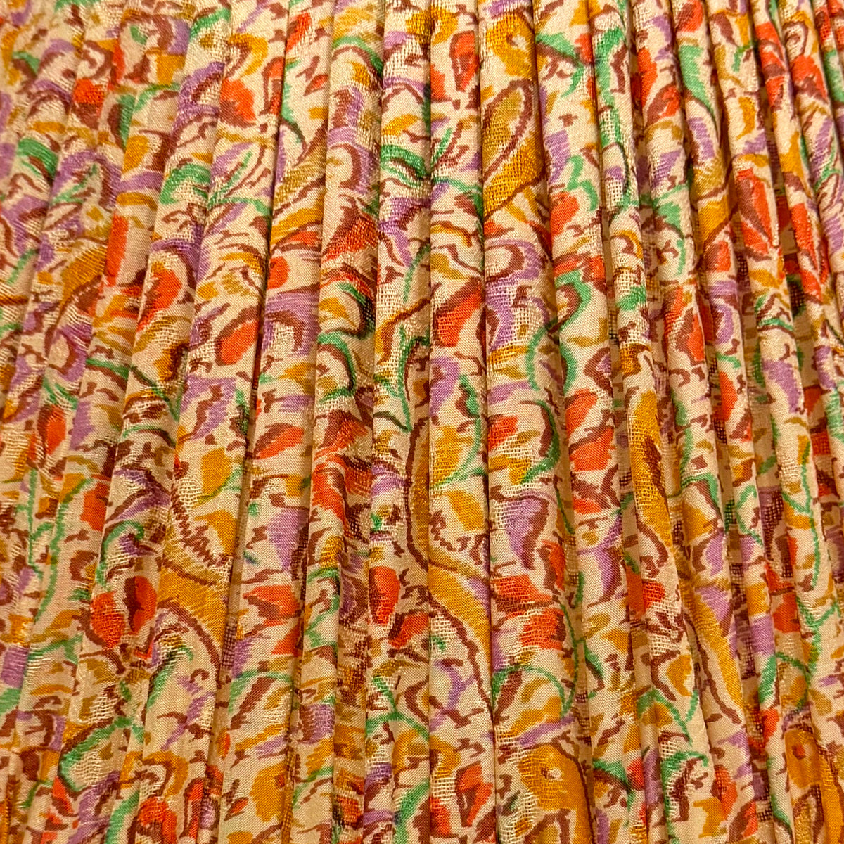 16" Silk Sari Lampshade - Multicolor Abstract Floral