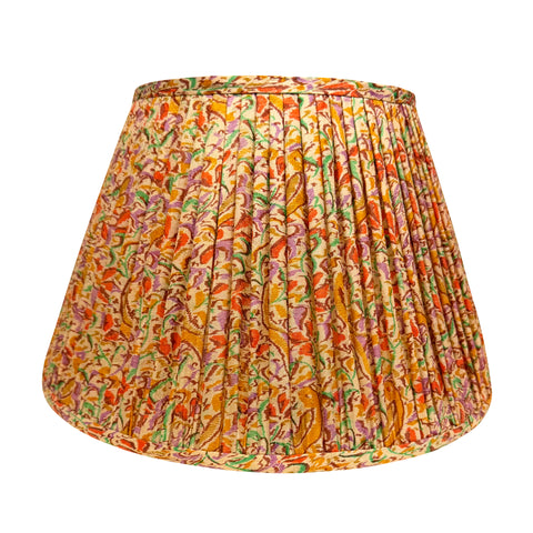 16" Silk Sari Lampshade - Multicolor Abstract Floral