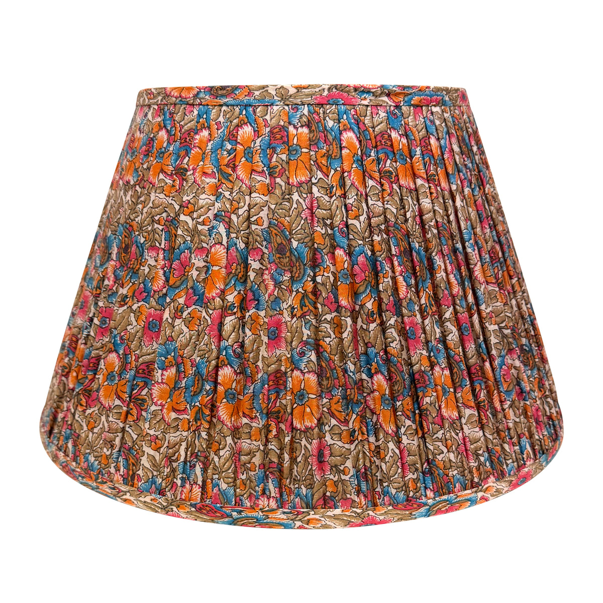 16" Silk Sari Lampshade - Multicolor Floral