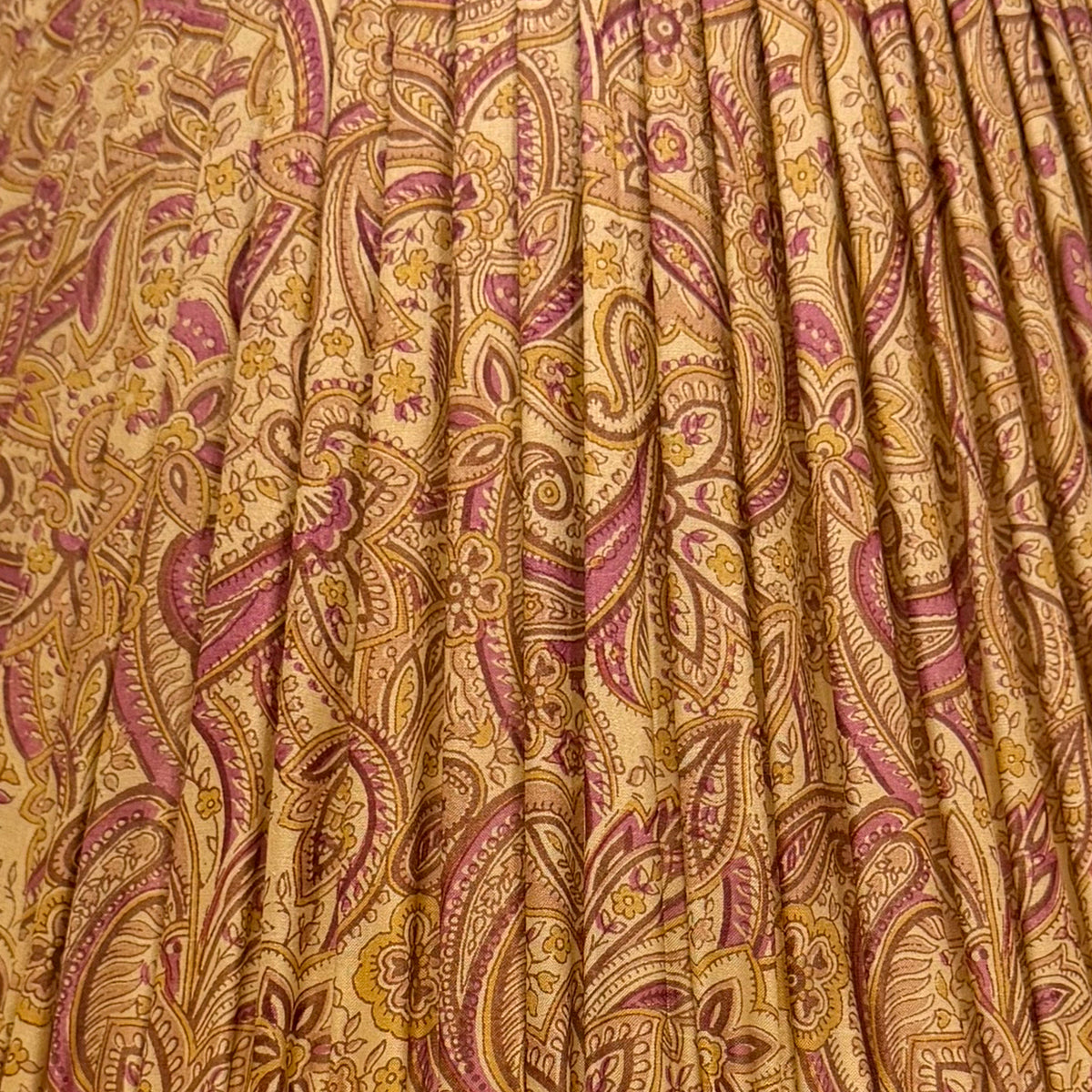 16" Silk Sari Lampshade - Taupe Paisley