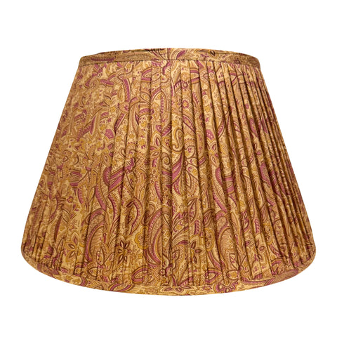 16" Silk Sari Lampshade - Taupe Paisley
