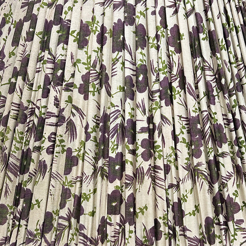 18" Silk Sari Lampshade - Aubergine and Silver Floral