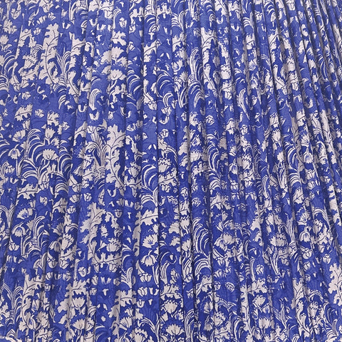 18" Silk Sari Lampshade - Cobalt Floral