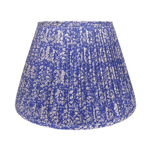 18" Silk Sari Lampshade - Cobalt Floral