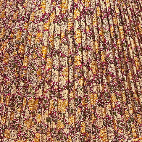 18" Silk Sari Lampshade - Cranberry and Gold Floral