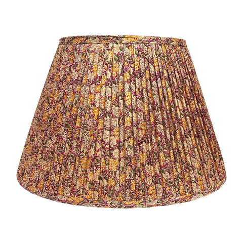 18" Silk Sari Lampshade - Cranberry and Gold Floral