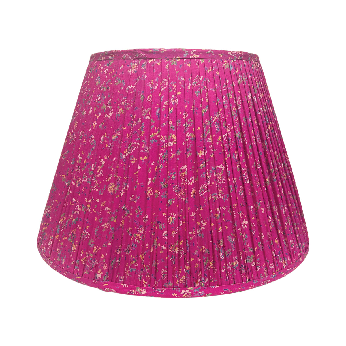 18" Silk Sari Lampshade - Fuchsia Floral