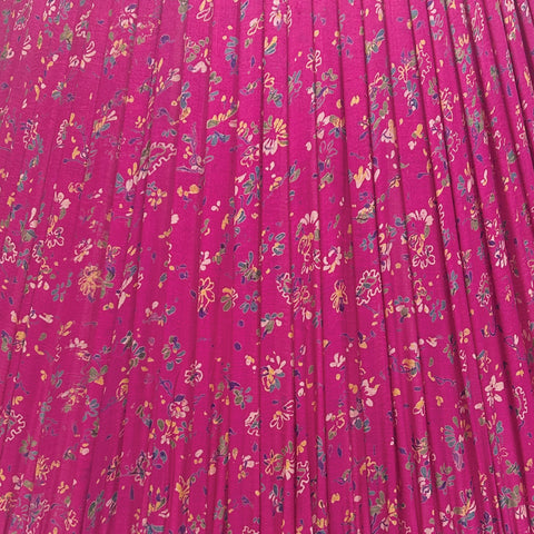 18" Silk Sari Lampshade - Fuchsia Floral