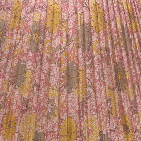18" Silk Sari Lampshade - Golden Pink Floral