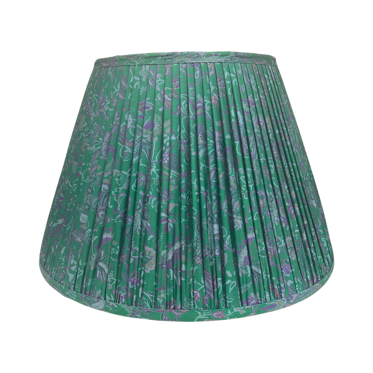 18" Silk Sari Lampshade - Lettuce Green Floral