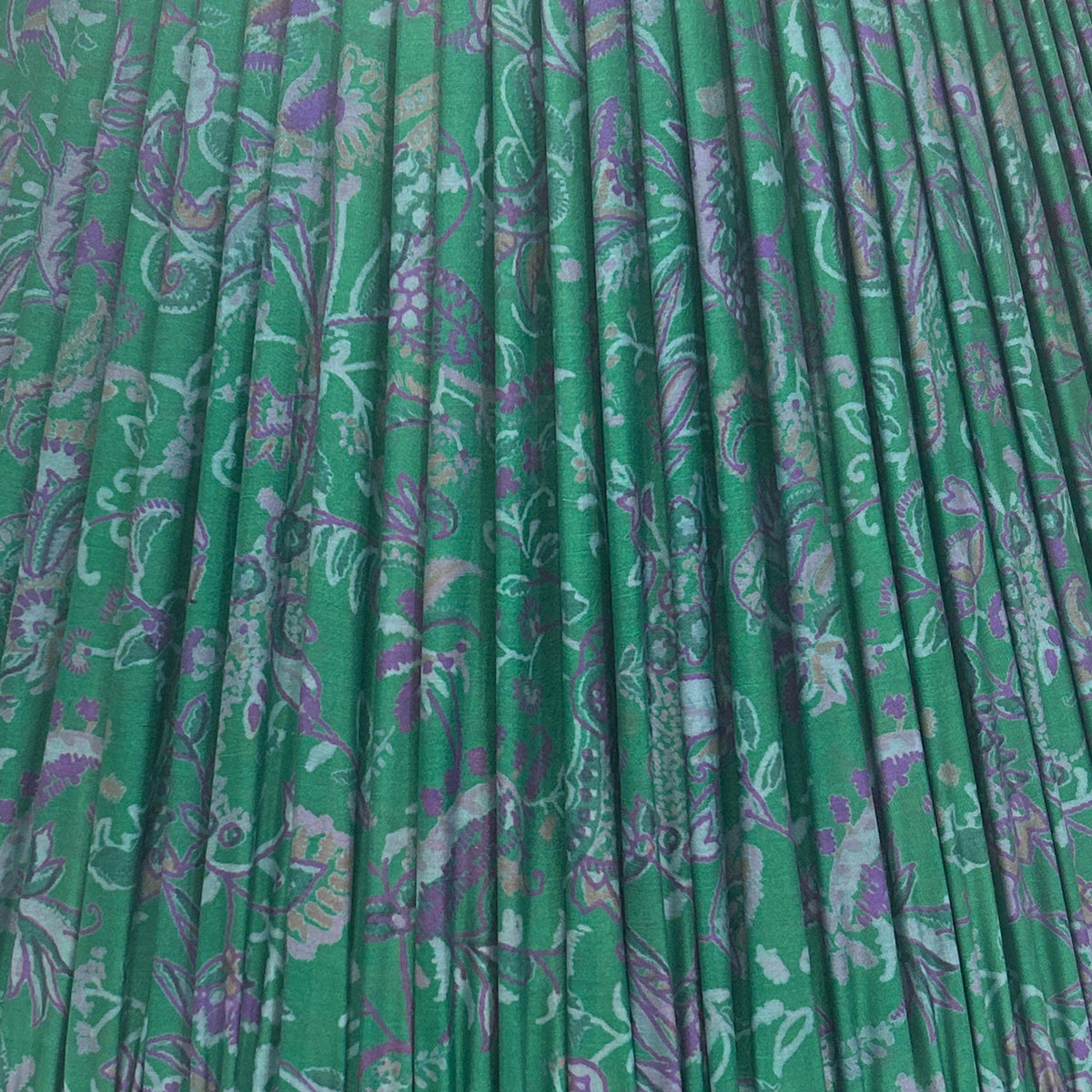 18" Silk Sari Lampshade - Lettuce Green Floral