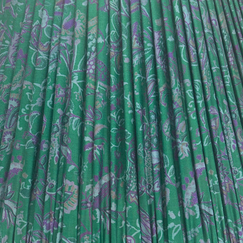 18" Silk Sari Lampshade - Lettuce Green Floral