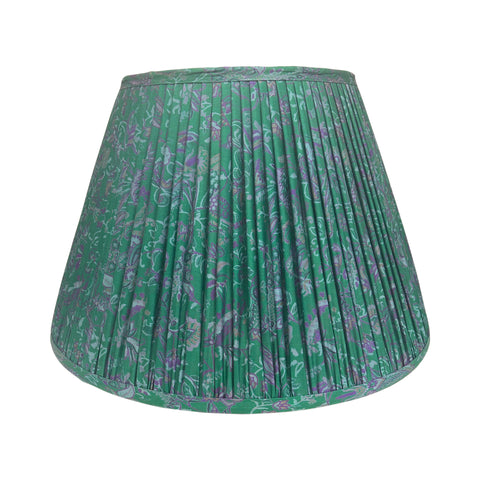 18" Silk Sari Lampshade - Lettuce Green Floral