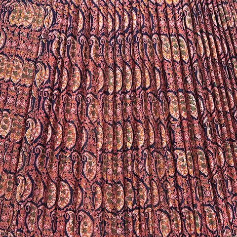 18" Silk Sari Lampshade - Midnight and Rust Paisley