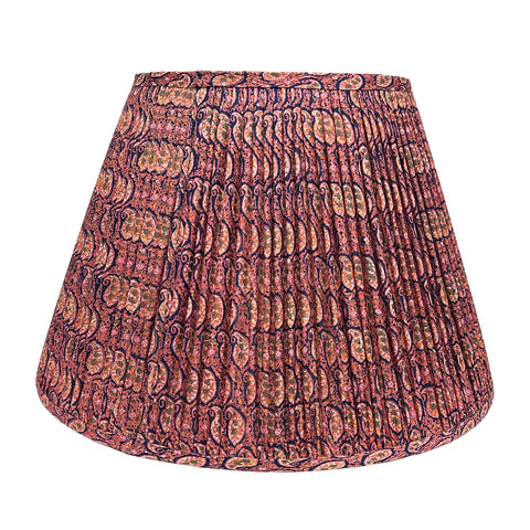 18" Silk Sari Lampshade - Midnight and Rust Paisley